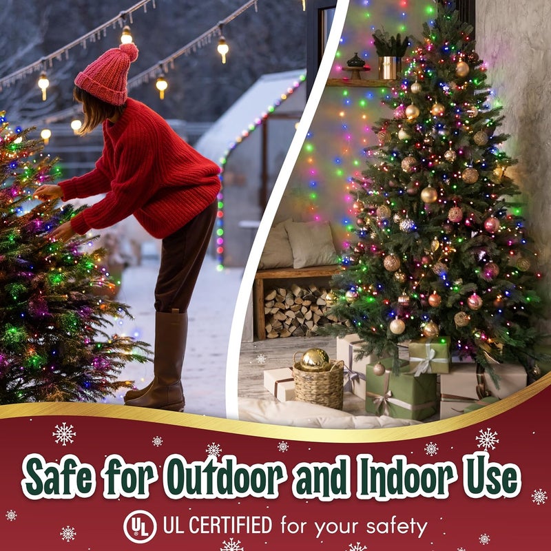 stargo Warm Multi Color Christmas Tree Lights - 9 ft String of 50 Incandescent Mini Bulbs Multifunctional Lighting Modes, for Decorative, Bedroom, Outdoor, Xmas Twinkle Lights with Green Wire Total 10.4 ft - Image 5